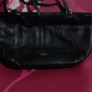 Coach Black Leather Tote Bag